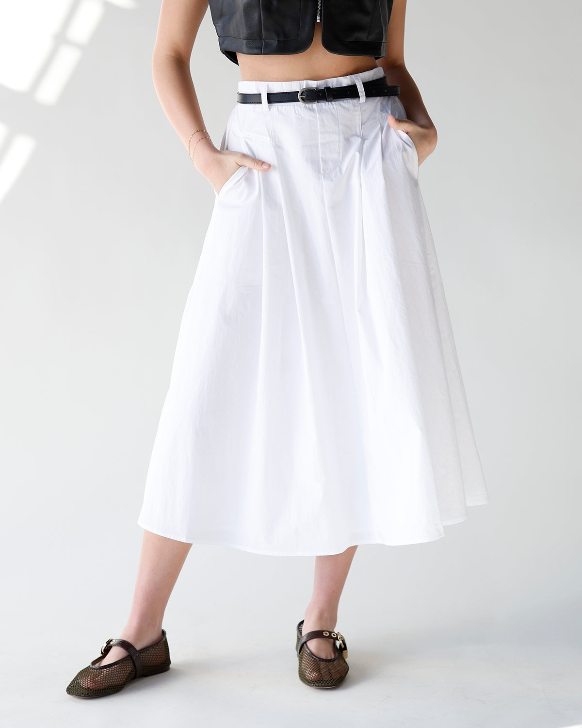 CENTRAL PARK MIDI SKIRT & BELT