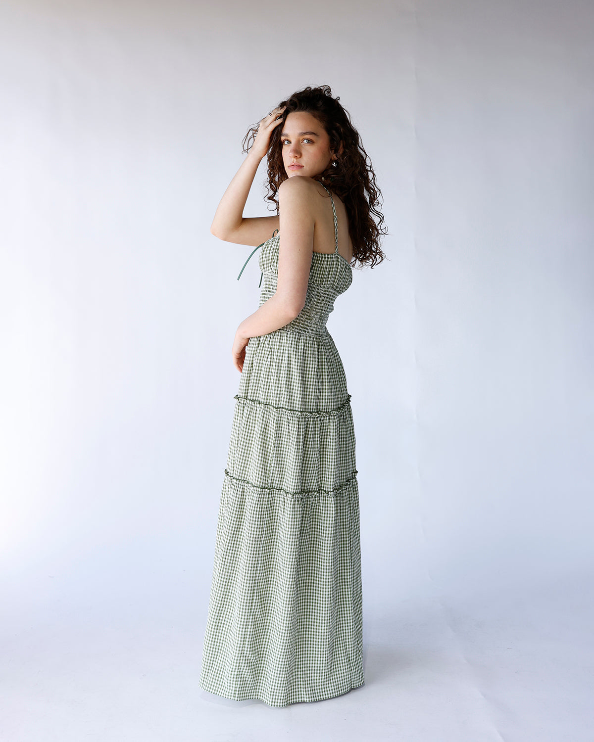 SAGE SMOCKED WAIST MAXI DRESS