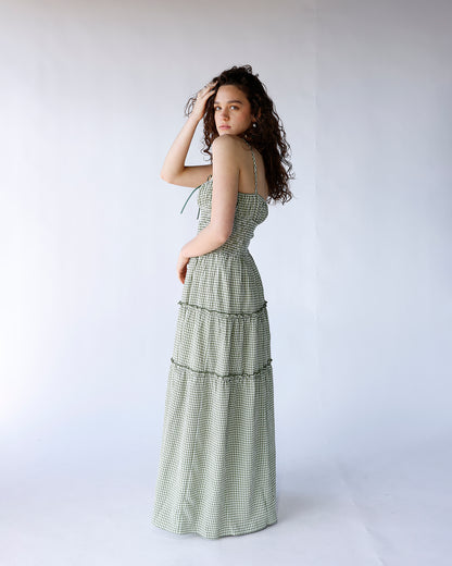 SAGE SMOCKED WAIST MAXI DRESS