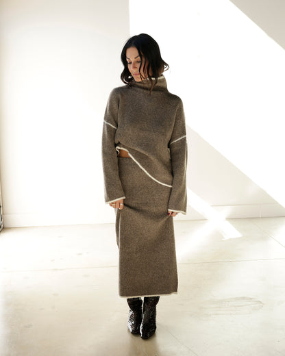 BRIENNE SWEATER SKIRT X BROWN