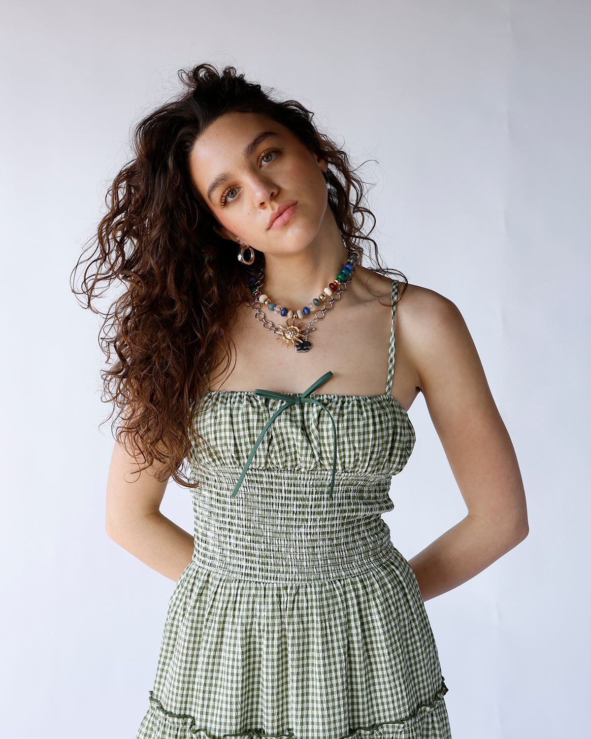 SAGE SMOCKED WAIST MAXI DRESS