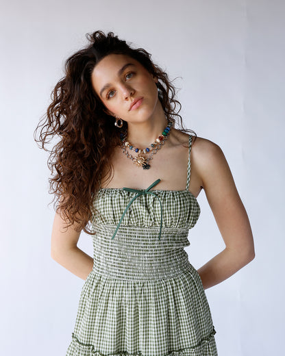 SAGE SMOCKED WAIST MAXI DRESS