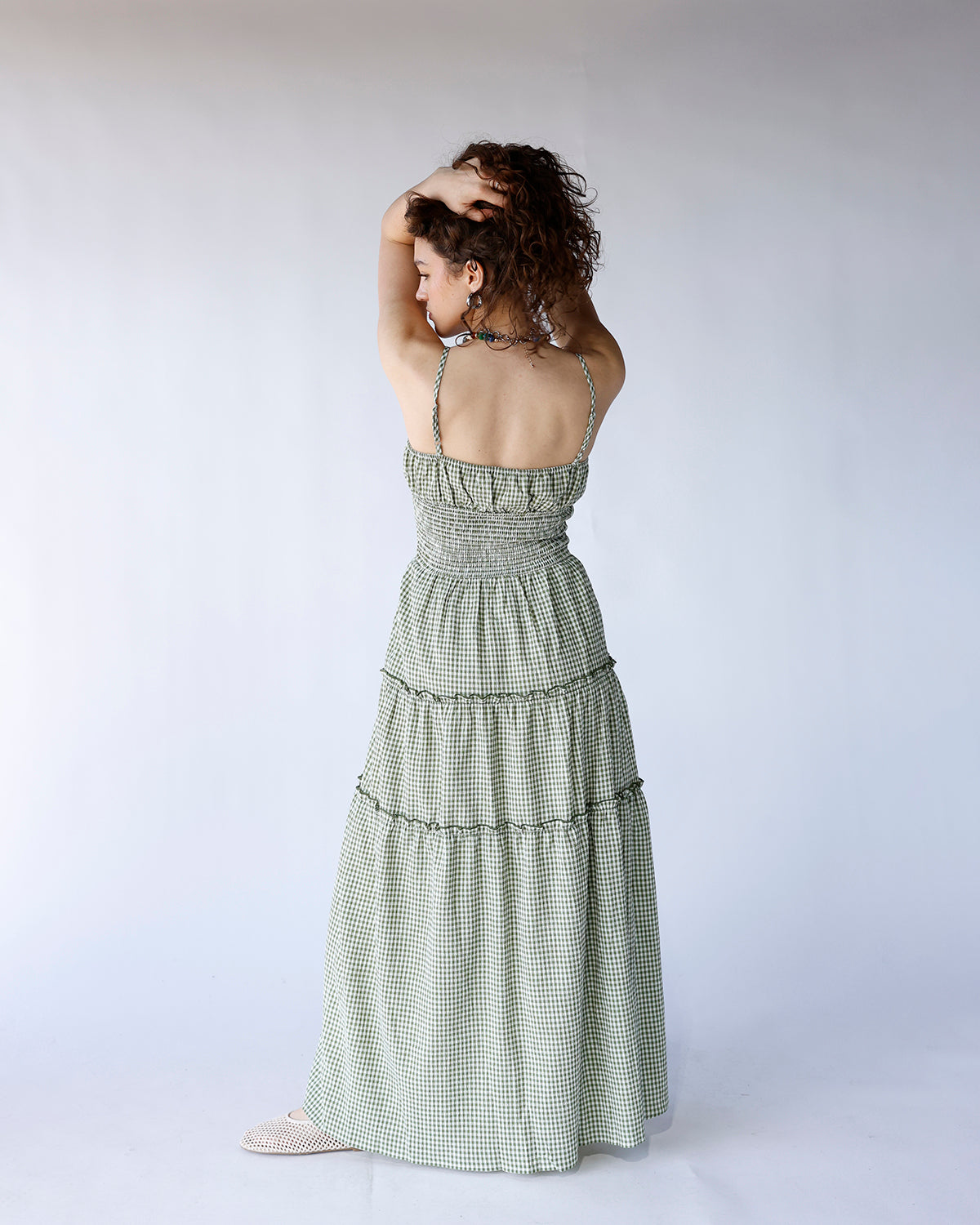 SAGE SMOCKED WAIST MAXI DRESS