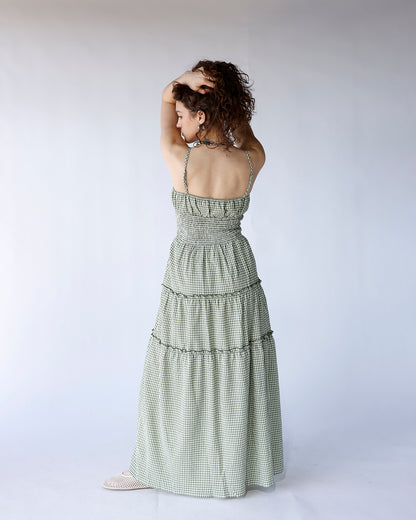 SAGE SMOCKED WAIST MAXI DRESS