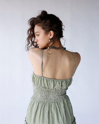 SAGE SMOCKED WAIST MAXI DRESS