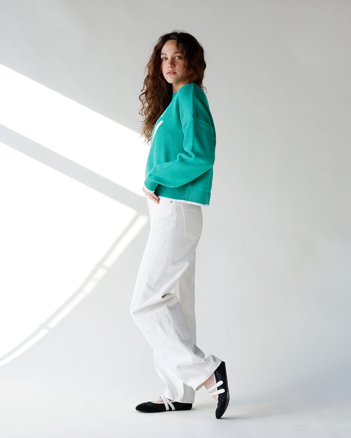 AGOLDE LUNA PIECED JEAN IN CHALK WHITE