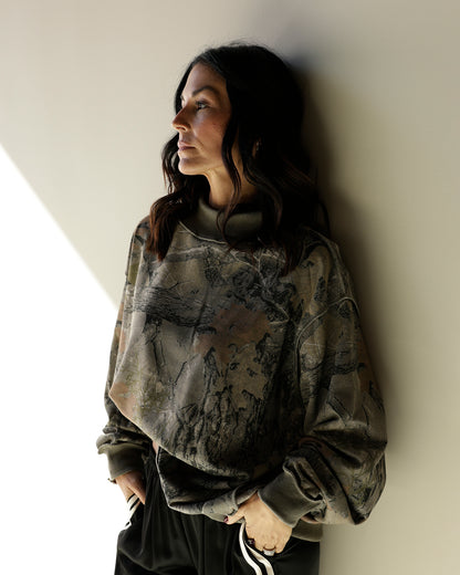 TRENDING CAMO MOCK NECK SWEATSHIRT