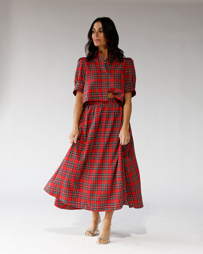 THE MERRY PLAID MIDI SKIRT