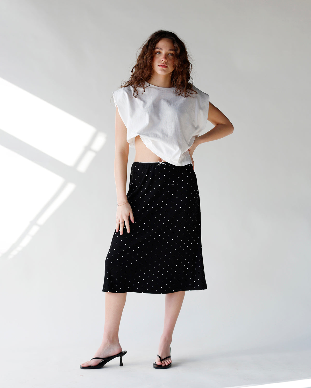 DOT MY HEART POLKA DOT MIDI SKIRT