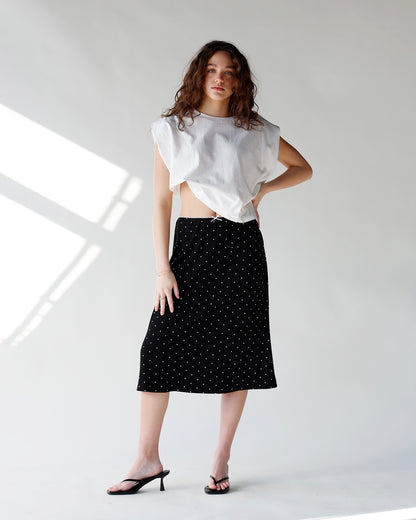 DOT MY HEART POLKA DOT MIDI SKIRT