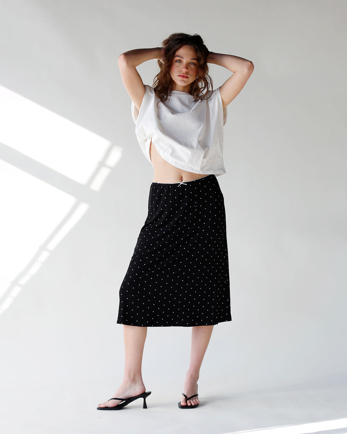 DOT MY HEART POLKA DOT MIDI SKIRT