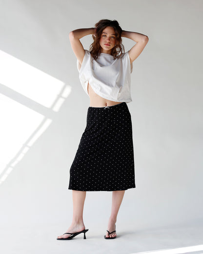 DOT MY HEART POLKA DOT MIDI SKIRT