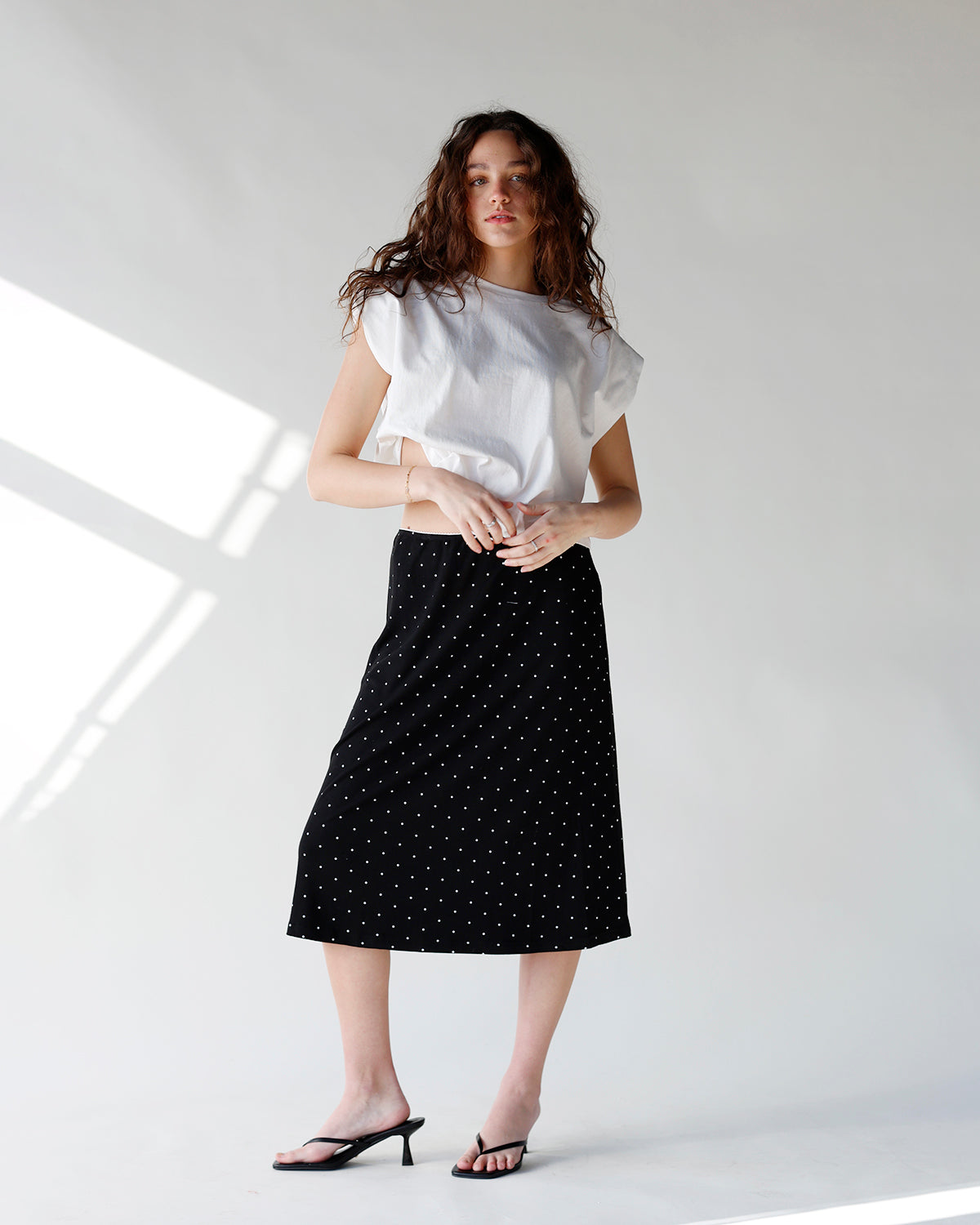 DOT MY HEART POLKA DOT MIDI SKIRT