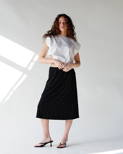 DOT MY HEART POLKA DOT MIDI SKIRT