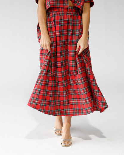 THE MERRY PLAID MIDI SKIRT