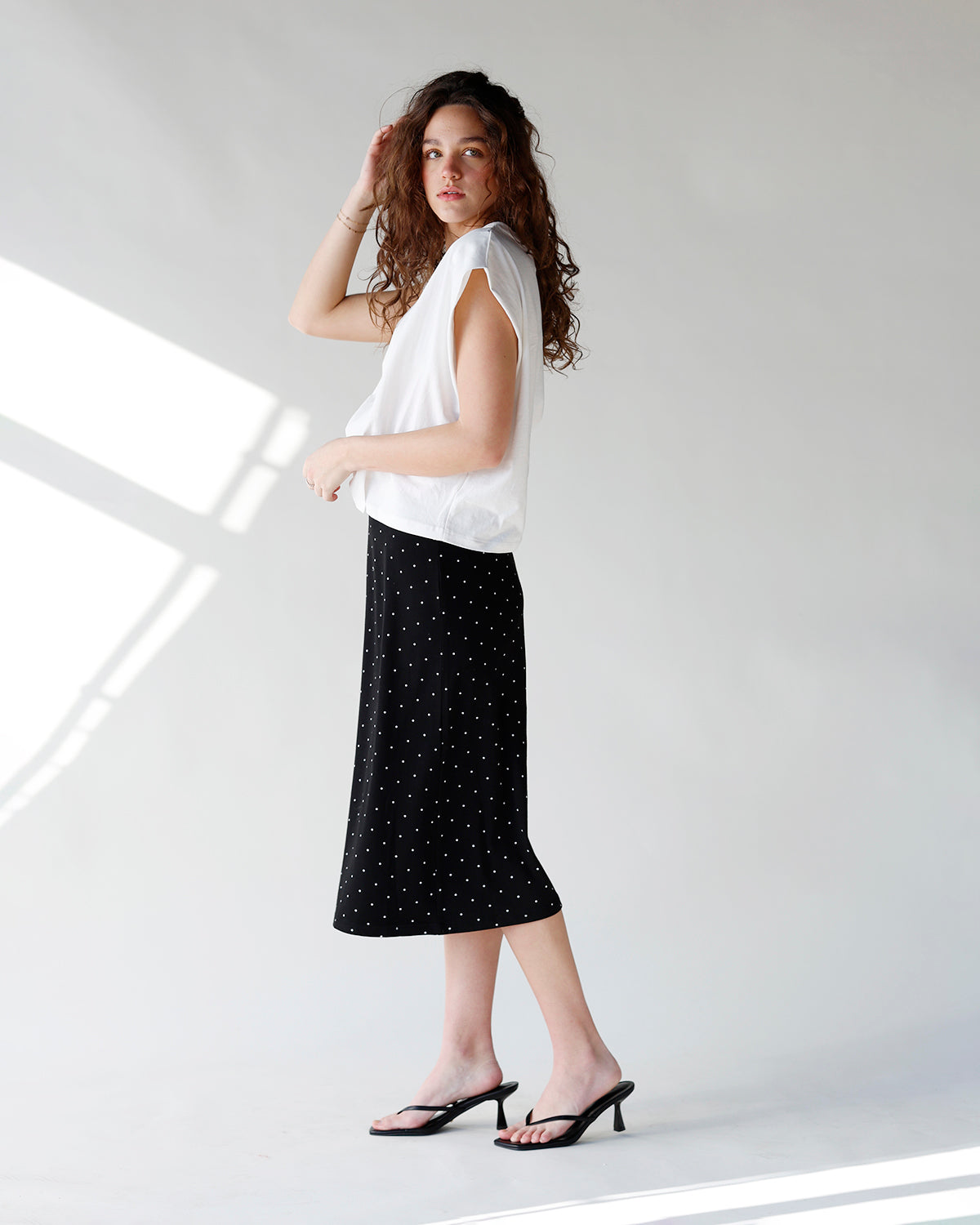 DOT MY HEART POLKA DOT MIDI SKIRT