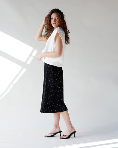 DOT MY HEART POLKA DOT MIDI SKIRT