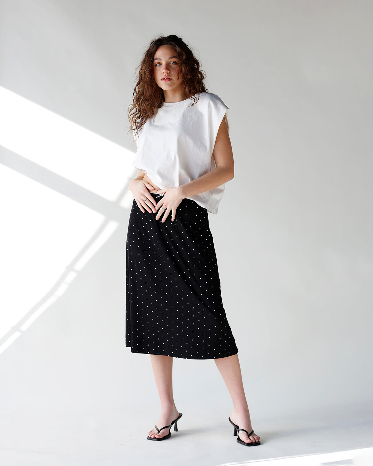 DOT MY HEART POLKA DOT MIDI SKIRT