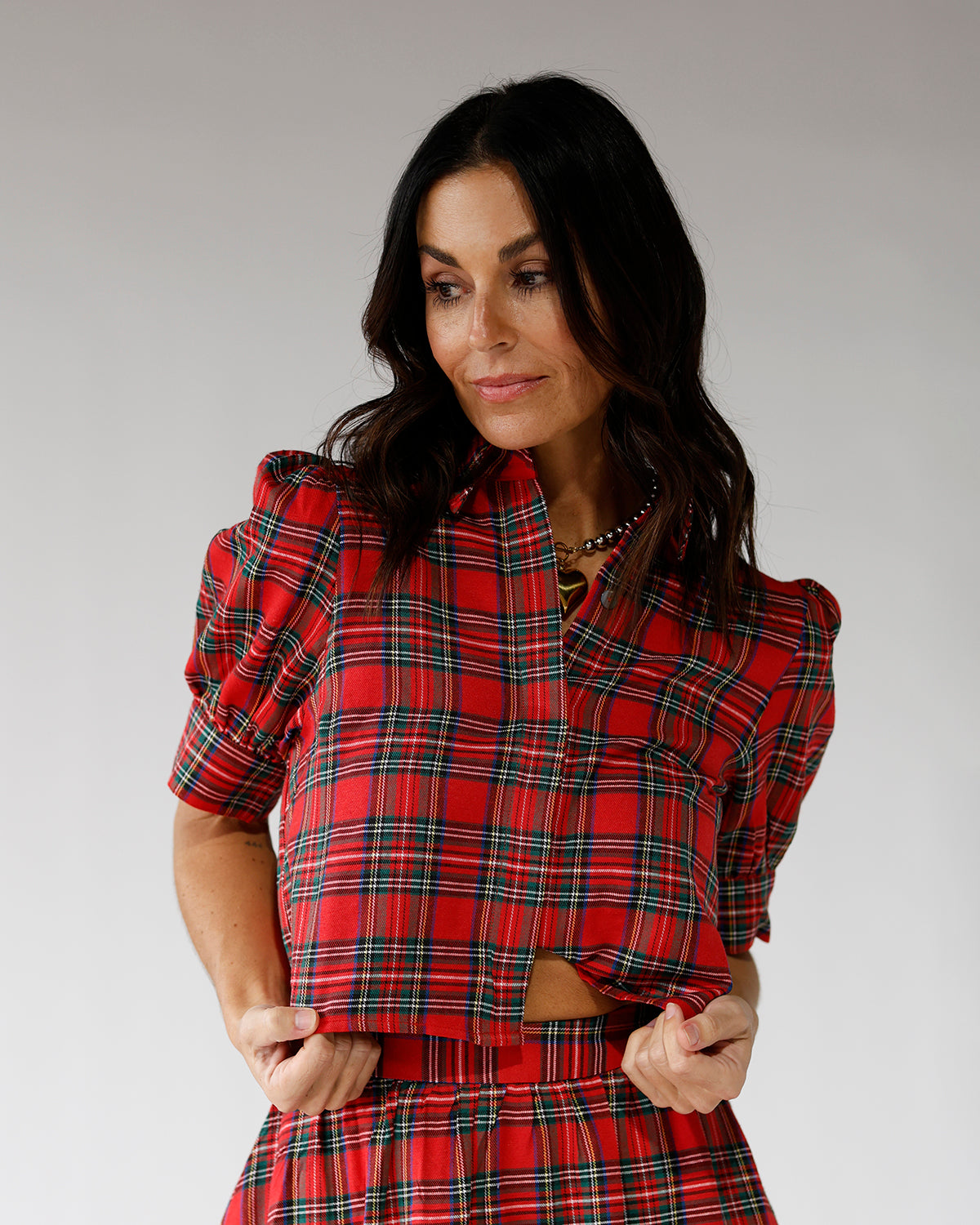 THE MERRY PLAID BUTTON DOWN TOP