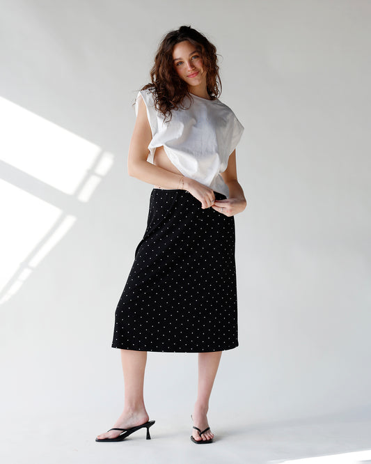 polka dot midi skirt chic black and white polka dot midi skirt