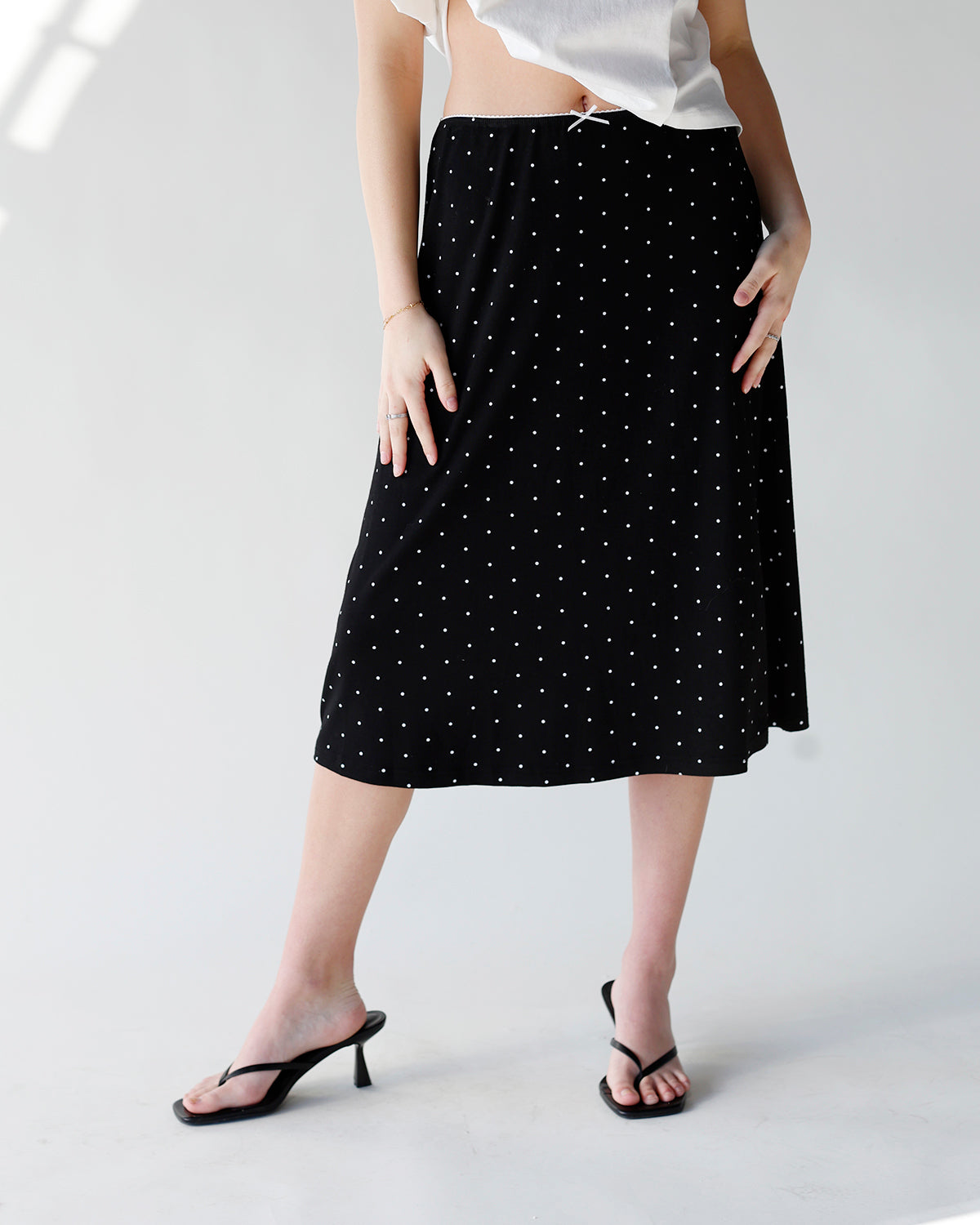 DOT MY HEART POLKA DOT MIDI SKIRT