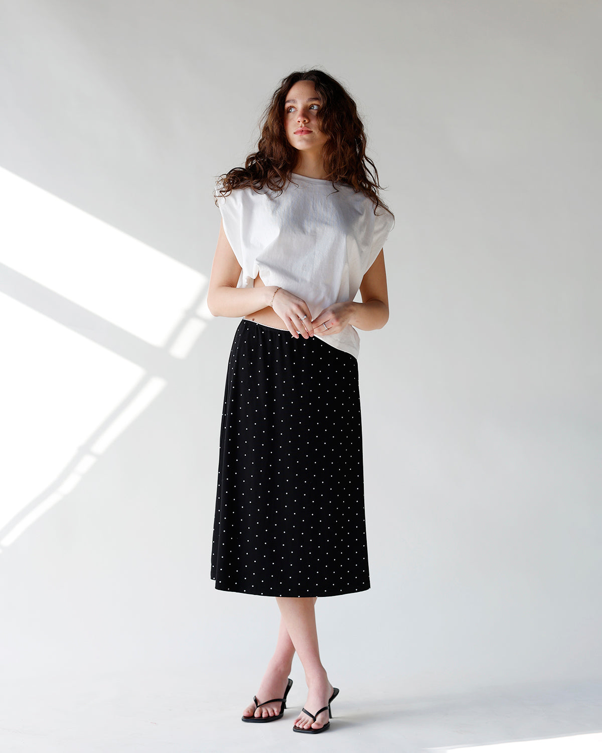 DOT MY HEART POLKA DOT MIDI SKIRT