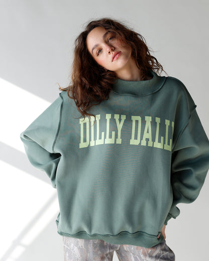 DILLY DALLY MOCK NECK SWEATSHIRT X GREEN