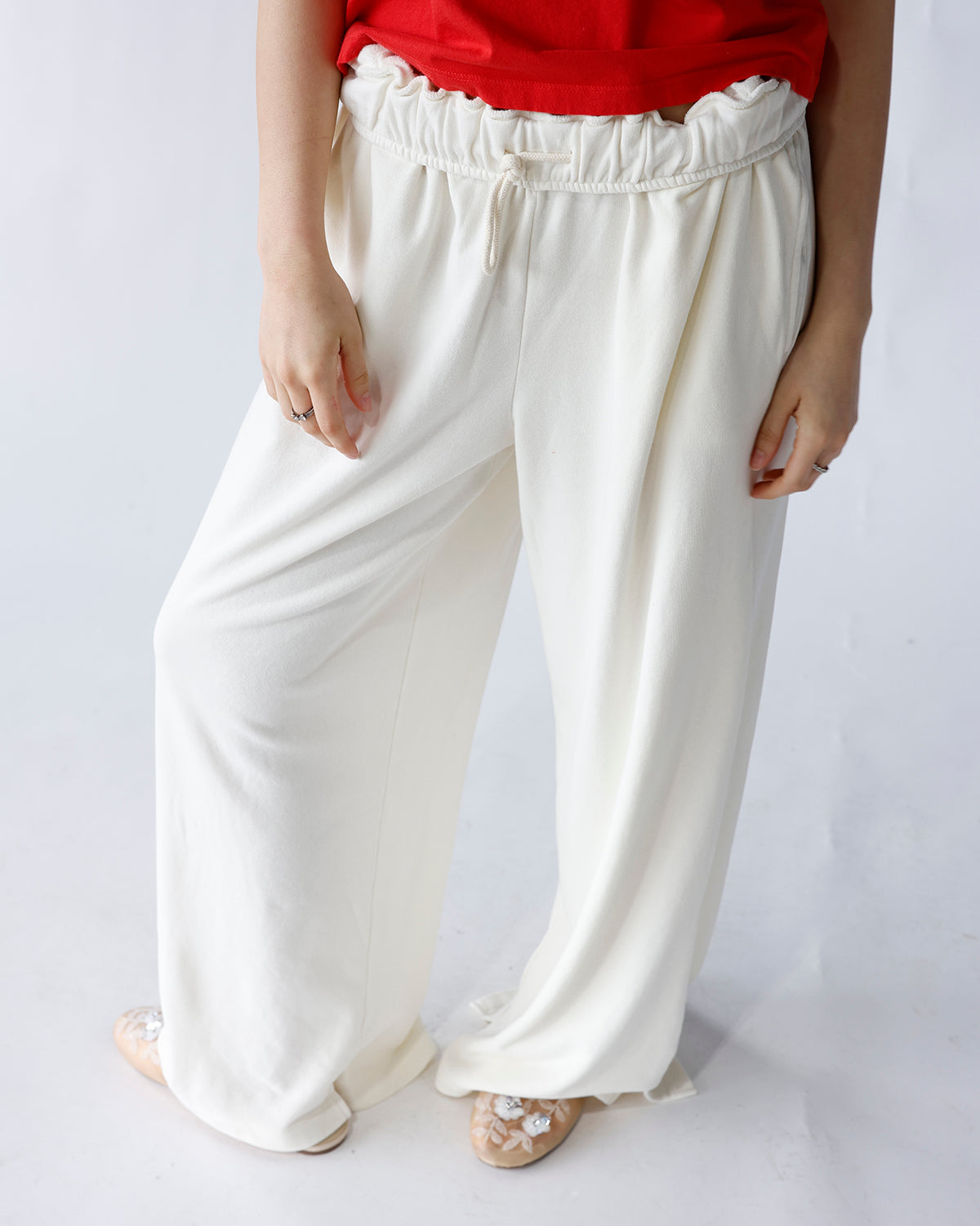 CLOUD FOLD-OVER WAIST WIDE LEG SWEATPANTS