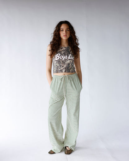 green and cream striped wide leg lounge pants women wide leg striped pants