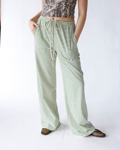 CLOVER STRIPED WIDE LEG PANTS
