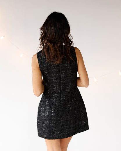 MIDNIGHT EVE TWEED MINI DRESS