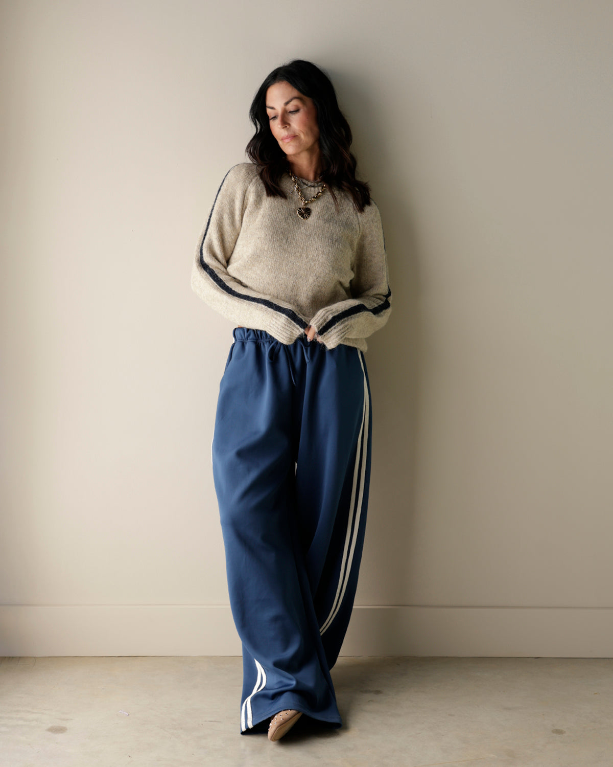 NOEMIE SPORTY VIBES SWEATER X OATMEAL + NAVY