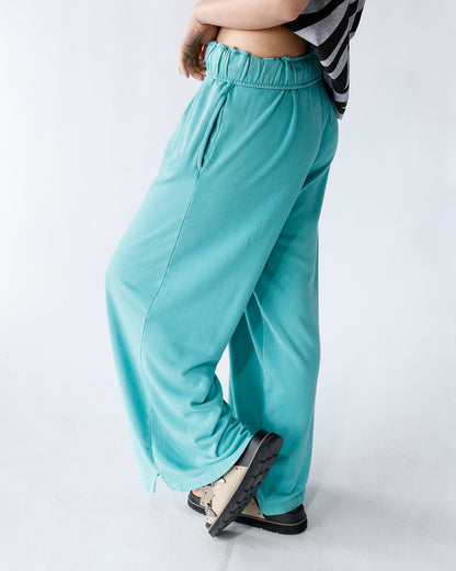 LAGOON FOLD-OVER WAIST WIDE LEG SWEATPANTS