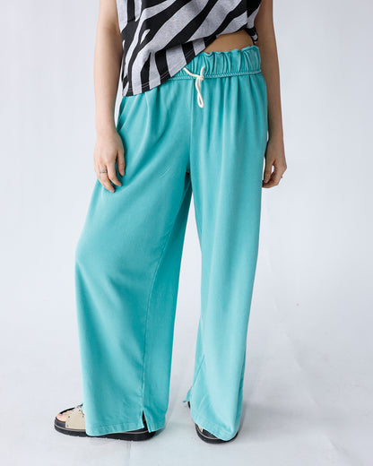 LAGOON FOLD-OVER WAIST WIDE LEG SWEATPANTS