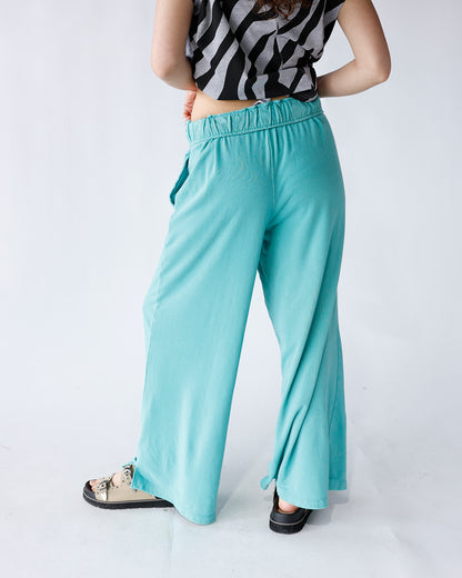 LAGOON FOLD-OVER WAIST WIDE LEG SWEATPANTS