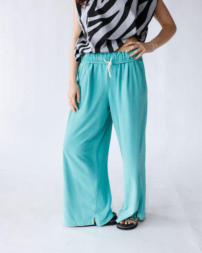 LAGOON FOLD-OVER WAIST WIDE LEG SWEATPANTS
