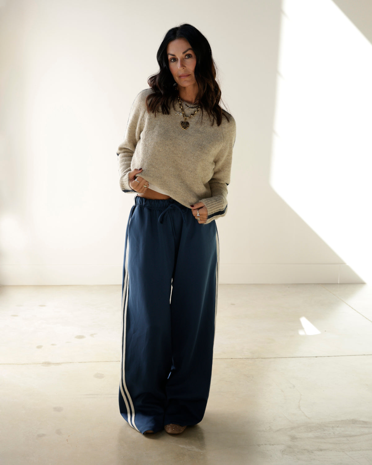 NOEMIE SPORTY VIBES SWEATER X OATMEAL + NAVY