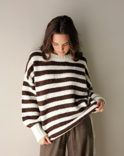 HARTFORD BROWN + WHITE STRIPED SWEATER