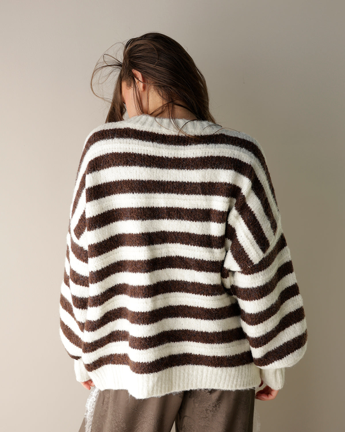 HARTFORD BROWN + WHITE STRIPED SWEATER
