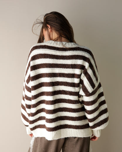 HARTFORD BROWN + WHITE STRIPED SWEATER