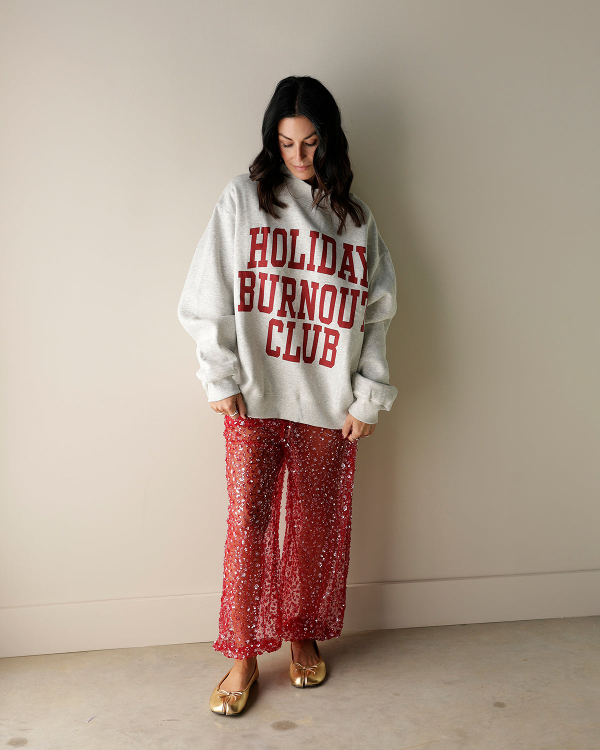 HOLIDAY BURNOUT CLUB + MERRY CRISIS REVERSE MOCK NECK SWEATSHIRT