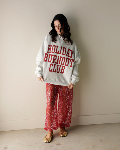 HOLIDAY BURNOUT CLUB + MERRY CRISIS REVERSE MOCK NECK SWEATSHIRT