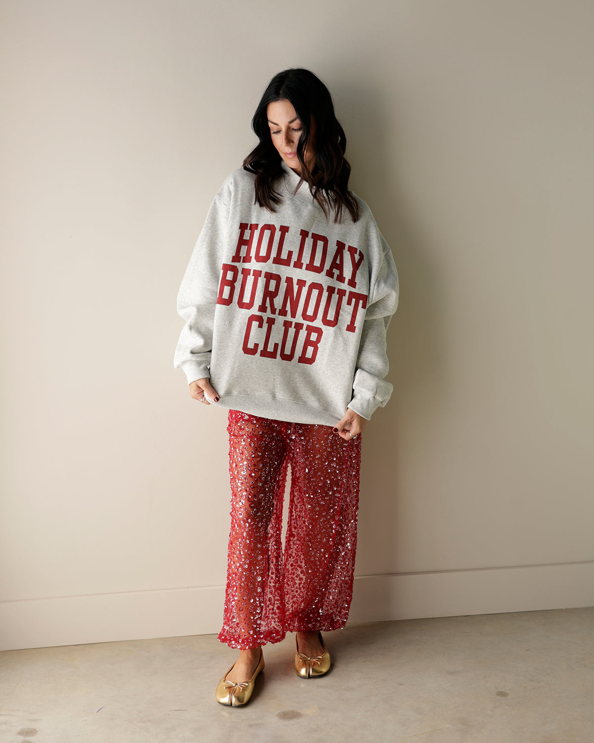 HIP PARTY MODE SEQUIN BALLOON PANTS X RED