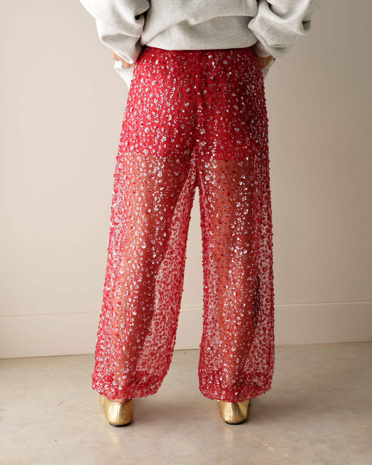 HIP PARTY MODE SEQUIN BALLOON PANTS X RED