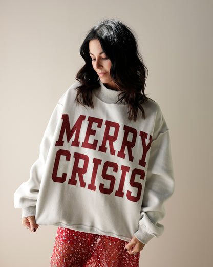 HOLIDAY BURNOUT CLUB + MERRY CRISIS REVERSE MOCK NECK SWEATSHIRT