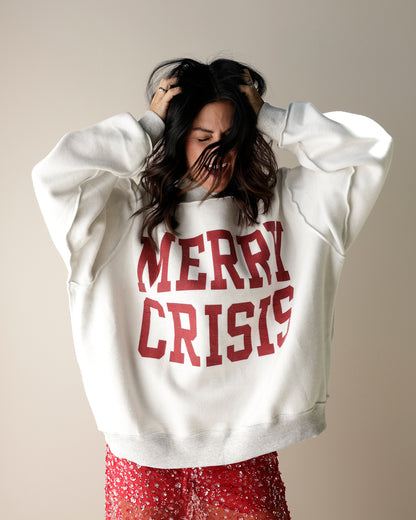 HOLIDAY BURNOUT CLUB + MERRY CRISIS REVERSE MOCK NECK SWEATSHIRT