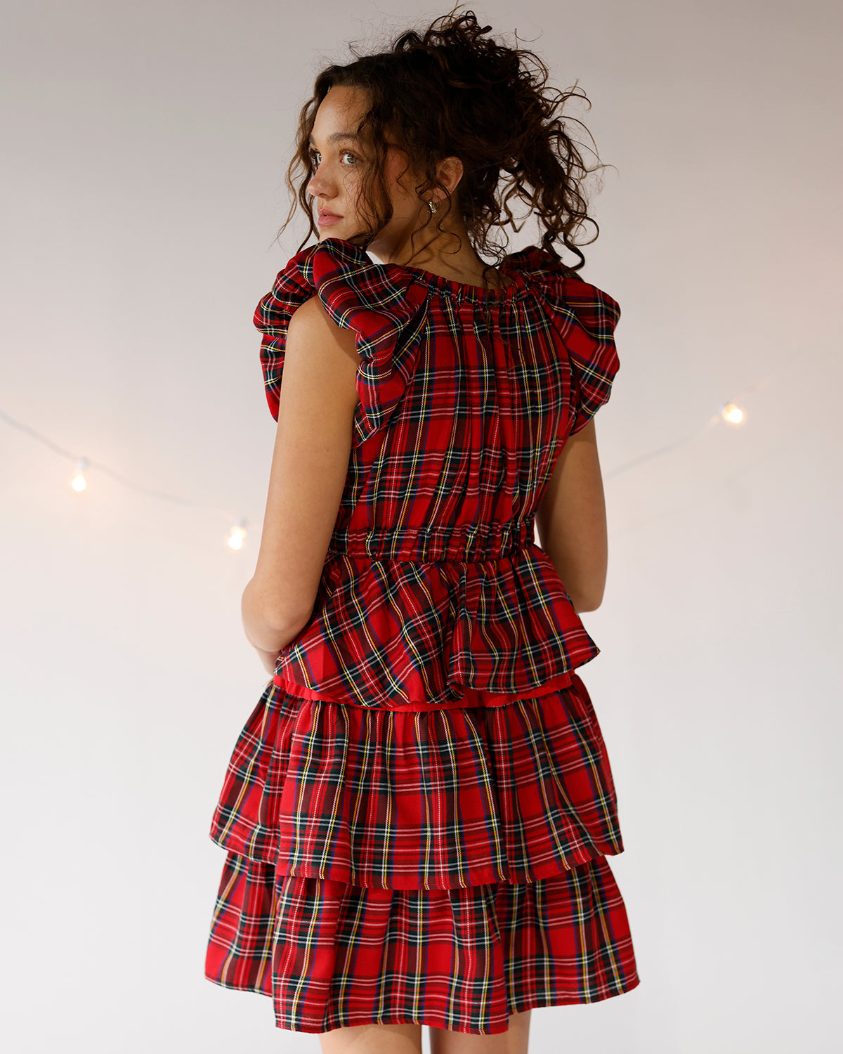 PLAID PERFECTION RUFFLE MINI DRESS