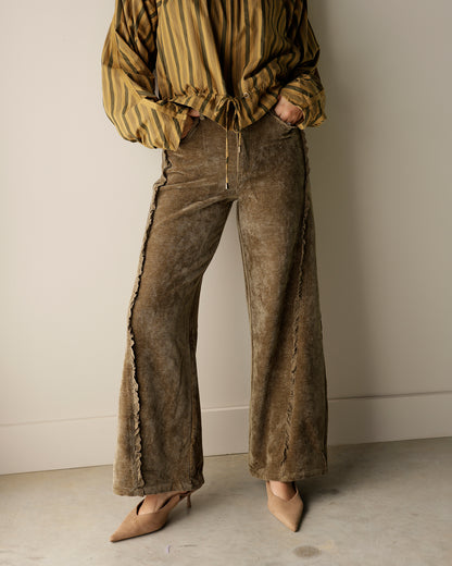 ROXY OLIVE GREEN VELVET DENIM PANT