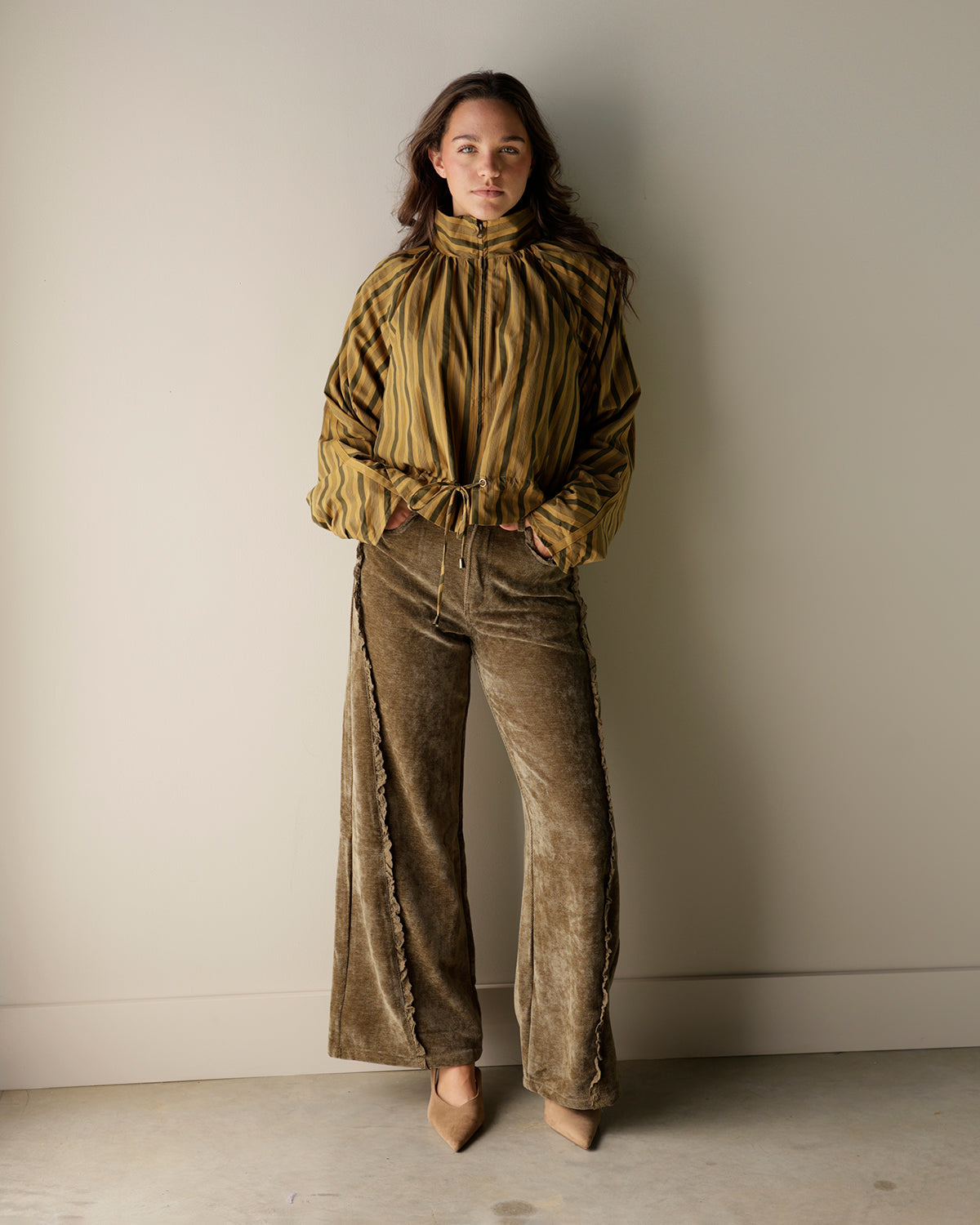 ROXY OLIVE GREEN VELVET DENIM PANT