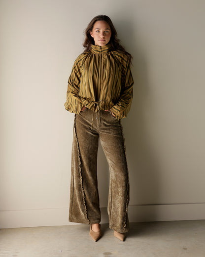 ROXY OLIVE GREEN VELVET DENIM PANT